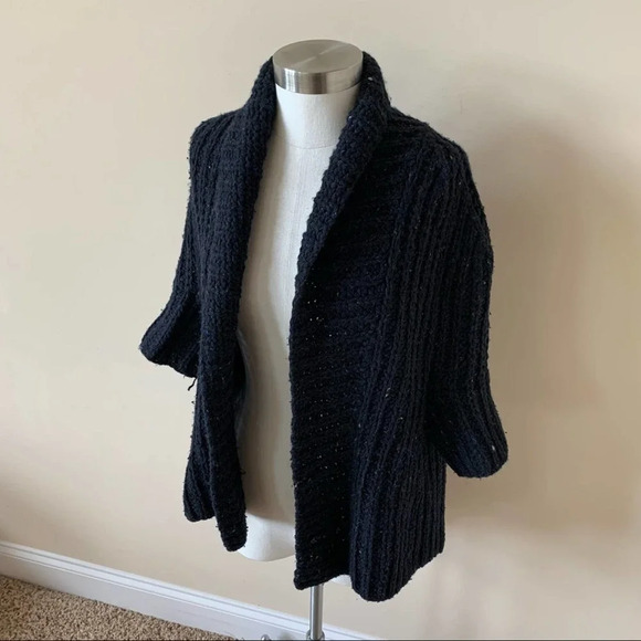 Theory Chunky Wool Cashmere Cardigan BinC Size Small Petite Blue - Picture 1 of 7
